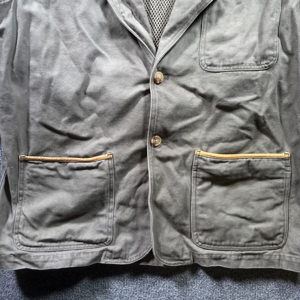 Orvis Field Jacket Men's Large Olive Green Leather Trim Elbow Patch Multi-Pocket - Picture 3 of 16
